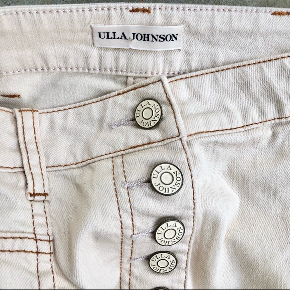 Ulla Johnson Brodie Jeans High waisted Tapered Button Fly Ivory Off White 0 - Picture 7 of 9